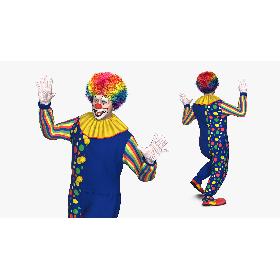 Funny Clown Costume Dancing Pose Fur 3D